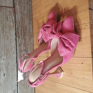 Cape Robin Heals Pink Glitter Ankle Strap Bow Size 7.5 Womans New